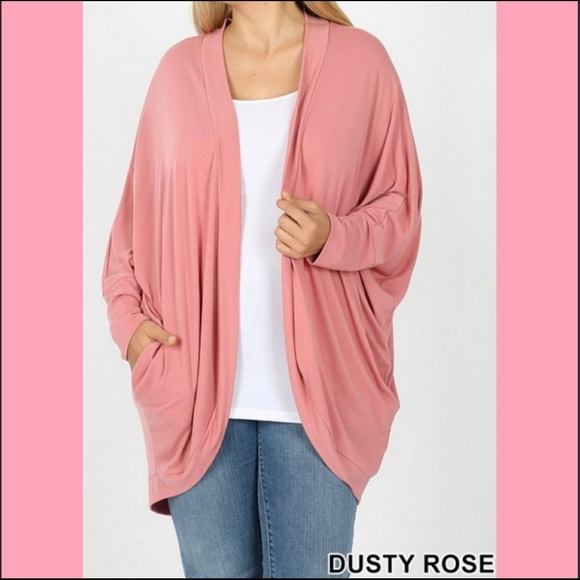Zenana Outfitters Sweaters - !❣️3/$25❣️ 3X Dusty Rose Soft Knit Cocoon Wrap Cardigan NWT